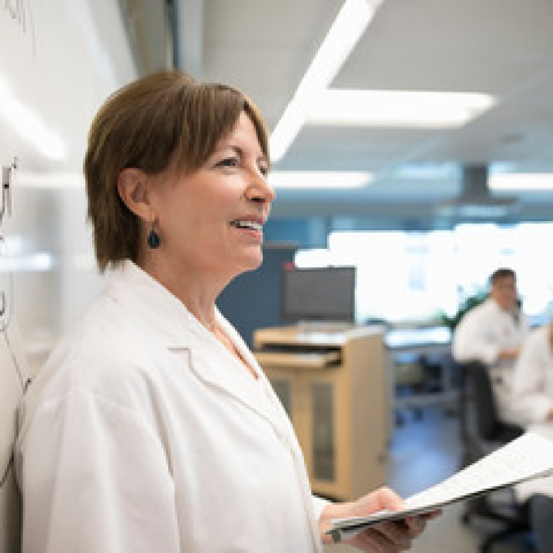 A departmental chair presenting her research