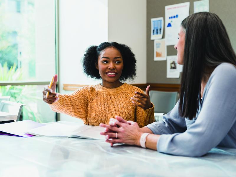 Students having a conversation